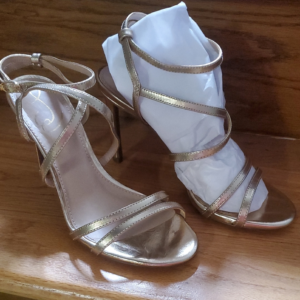 Sam Edelman Delanie Metallic Gold Strappy Heels